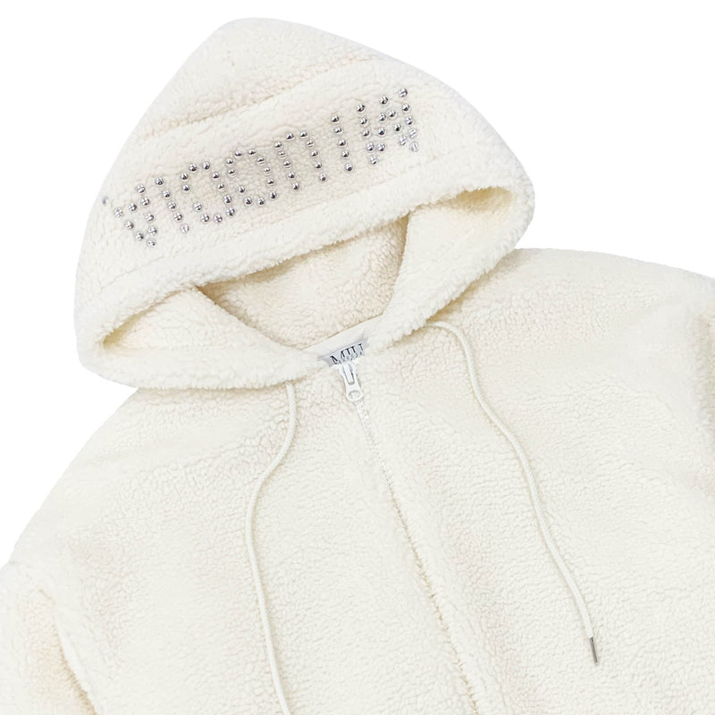 Miuccia Fleece Zip Up Hoodie | Designer code: MC2022AW0097