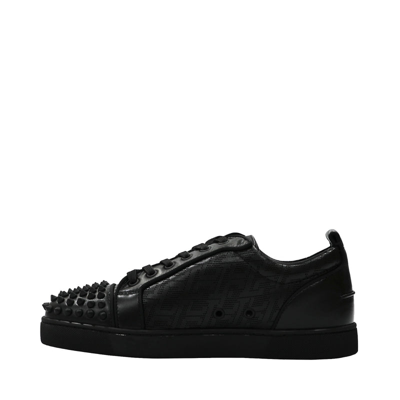 CHRISTIAN LOUBOUTIN: Louis Junior Spikes sneakers in leather with CL  monogram - Black