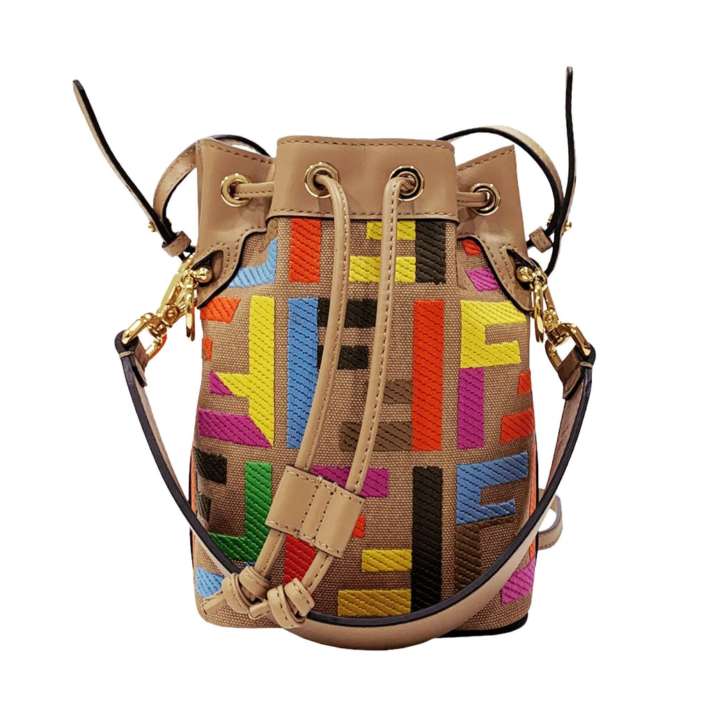 FENDI Mon Tresor Drawstring FF Canvas Bucket Bag Multicolor