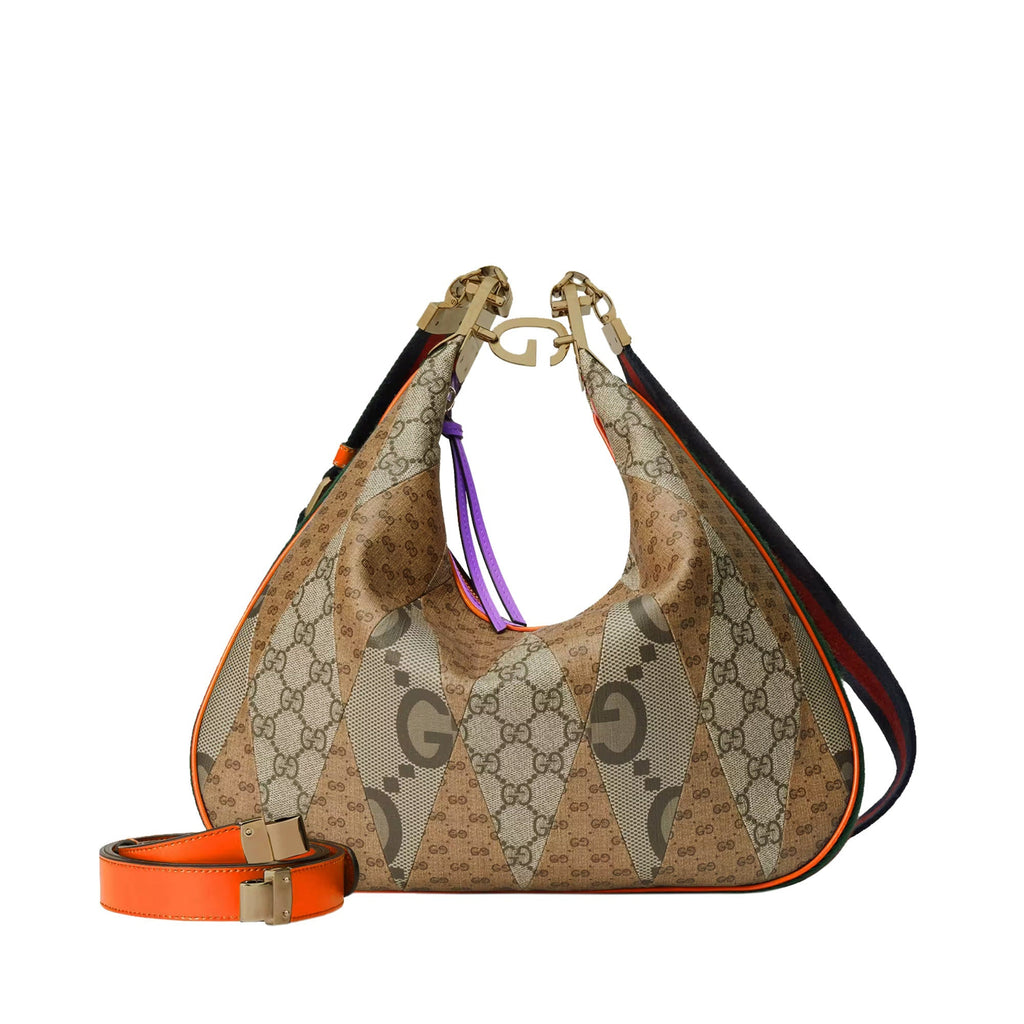 Gucci Attache Shoulder Bag Leather Large Neutral