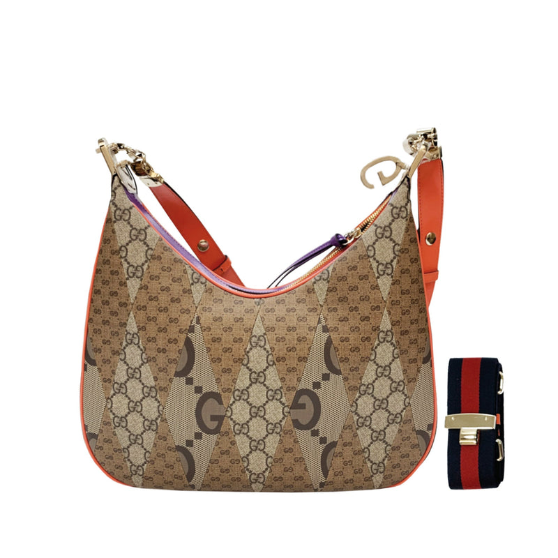 Gucci Attache Large Leather Shoulder Bag in Brown